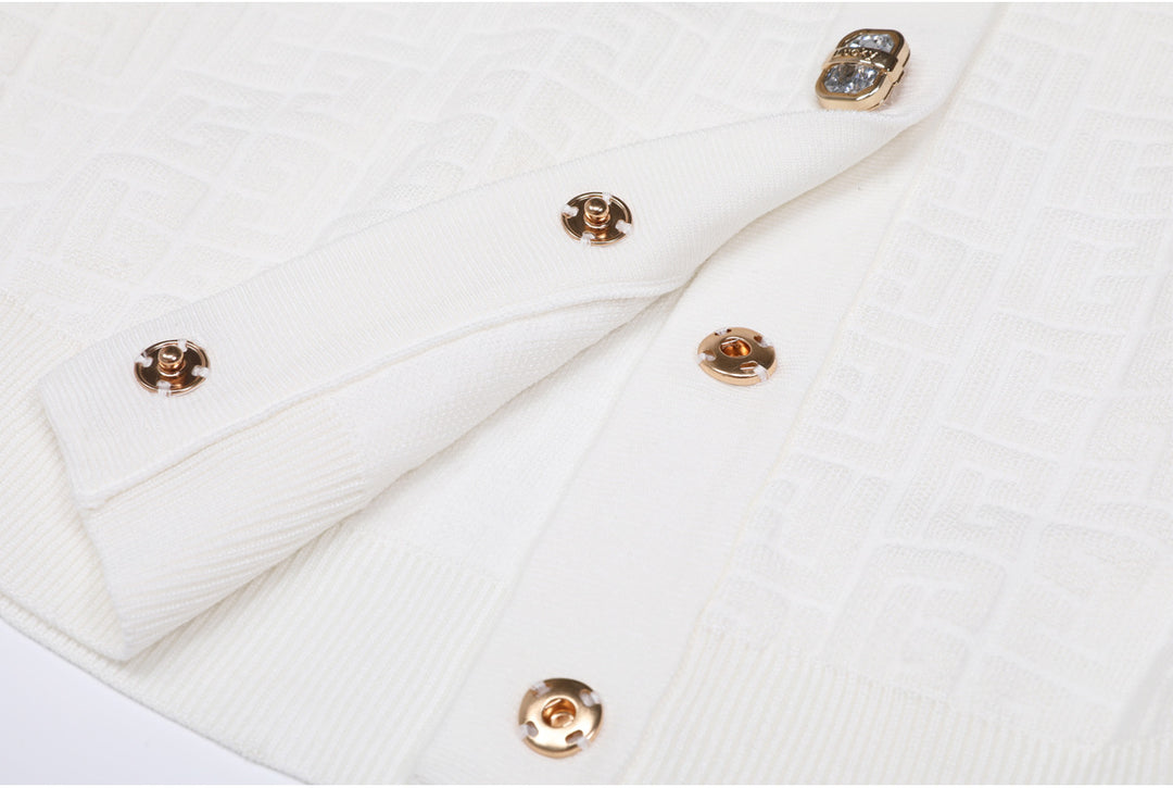 knitted two-piece dress set with logo pattern – CAMILA