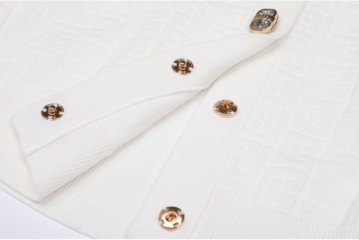 knitted two-piece dress set with logo pattern – CAMILA