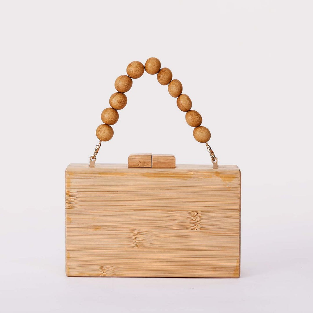 Wooden box clutch with beaded handle – BAMBOO