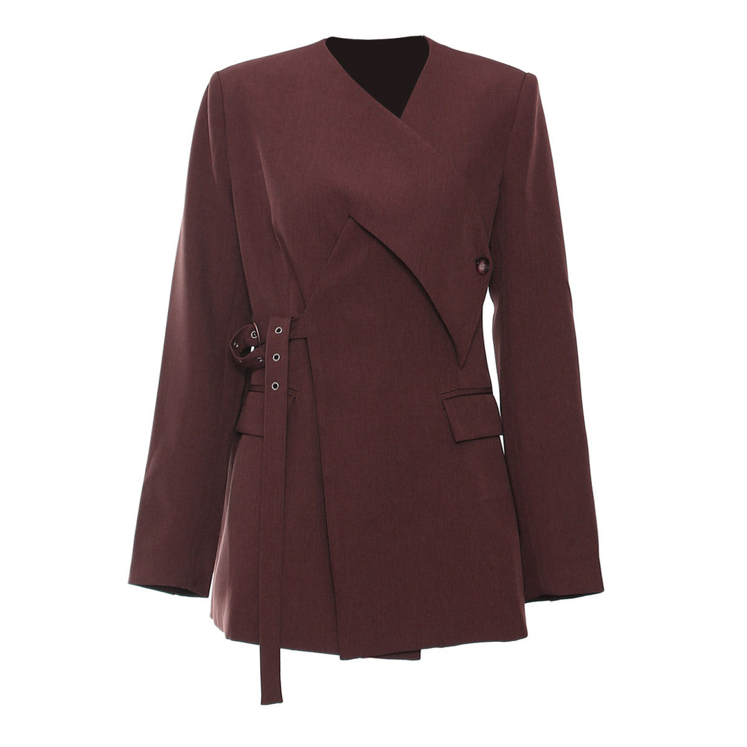 tailored wrap blazer with belted waist – AURELIA