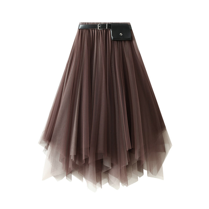 layered asymmetrical tulle skirt with waist belt – VIOLETTE