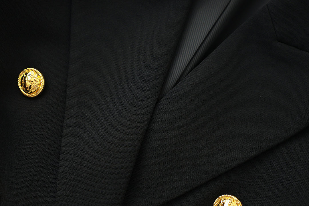Double-breasted tailored blazer with gold buttons – REGAL