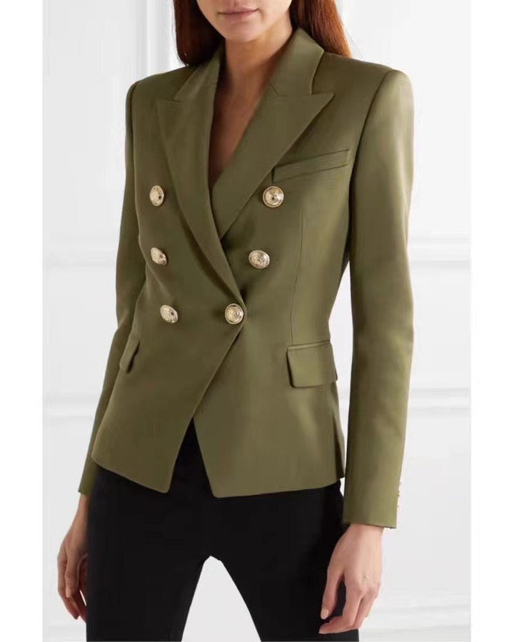 double-breasted tailored blazer with gold buttons – AURORA