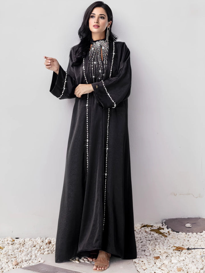 op maat gemaakte flare-pak met satijnen pofmouwen – VALENCIA 