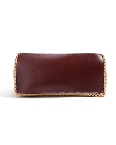 woven rattan tote bag with double leather handles – LÉONIE