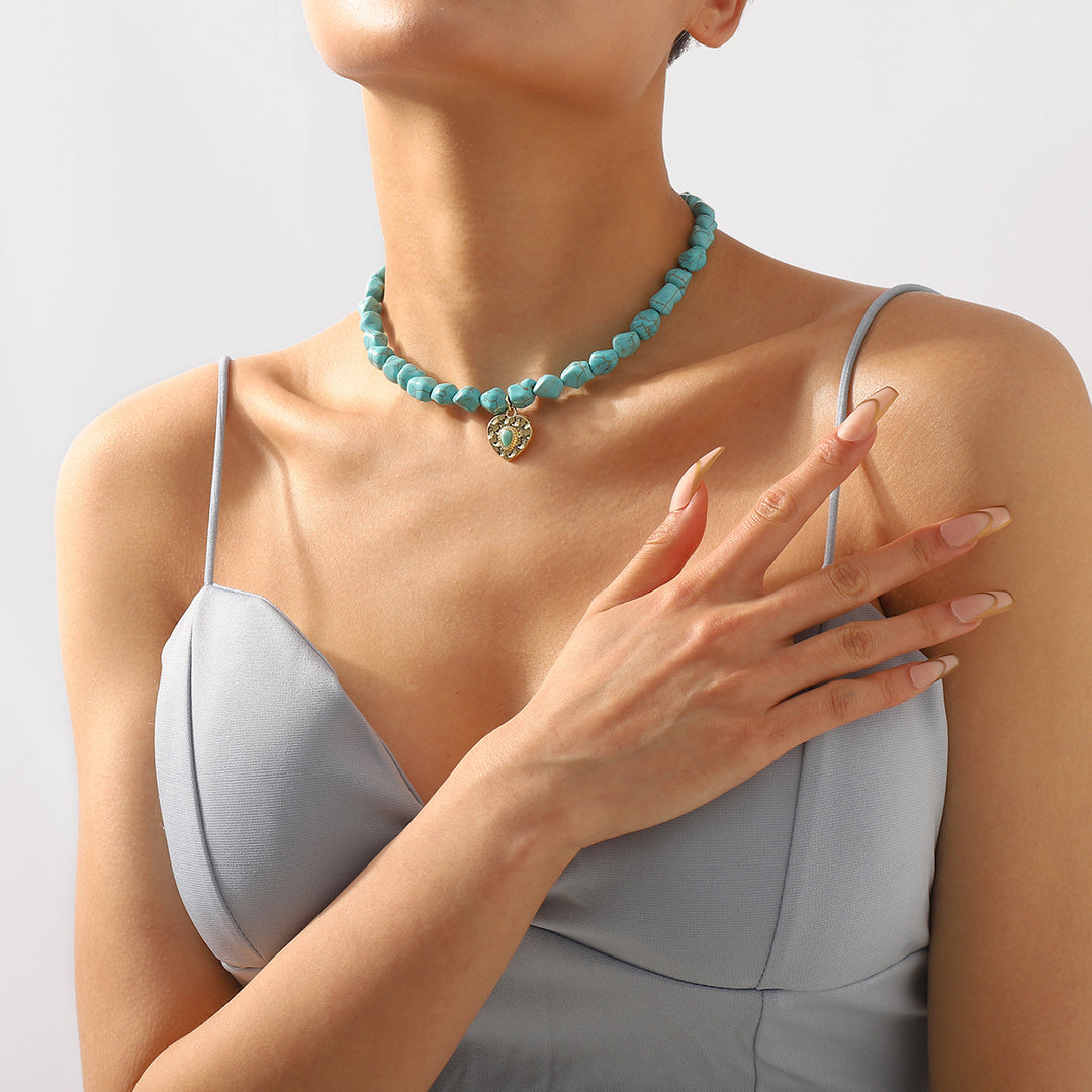 turquoise bead necklace set with symbolic pendants – AZURA