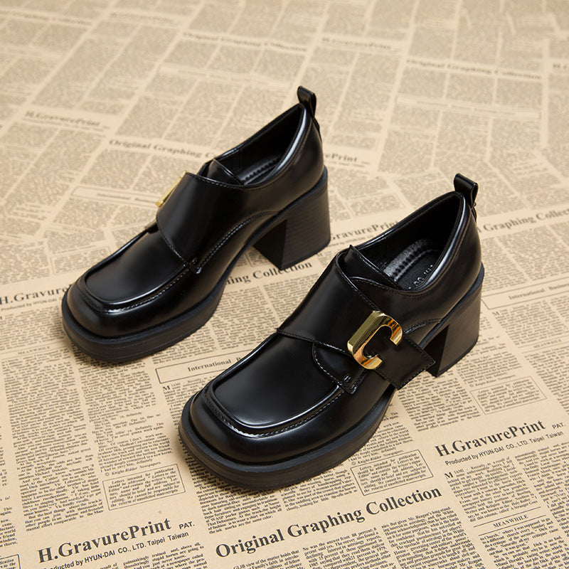 block heel loafers with gold buckle – CELINEFRU