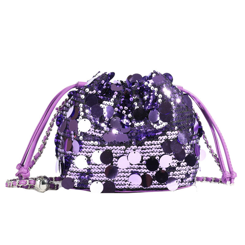 floral sequin bucket bag with chain strap – AMELIRE