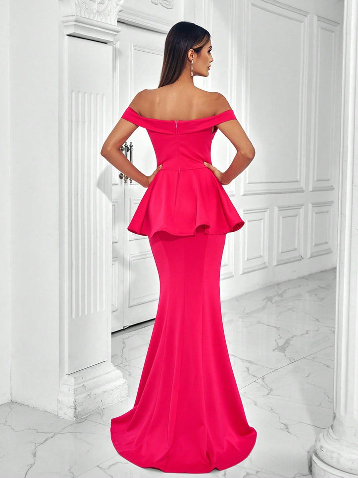 Geplooide top met uitlopende mouwen en maxi-rok set met tailleband – Rosiny 