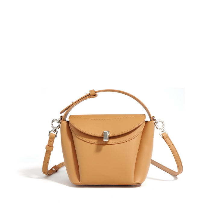 structured top handle bag with curved flap - LEXI