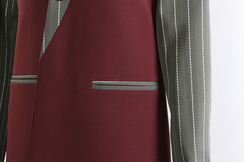 Two-Tone Tailored Long Blazer Coat – VELORA