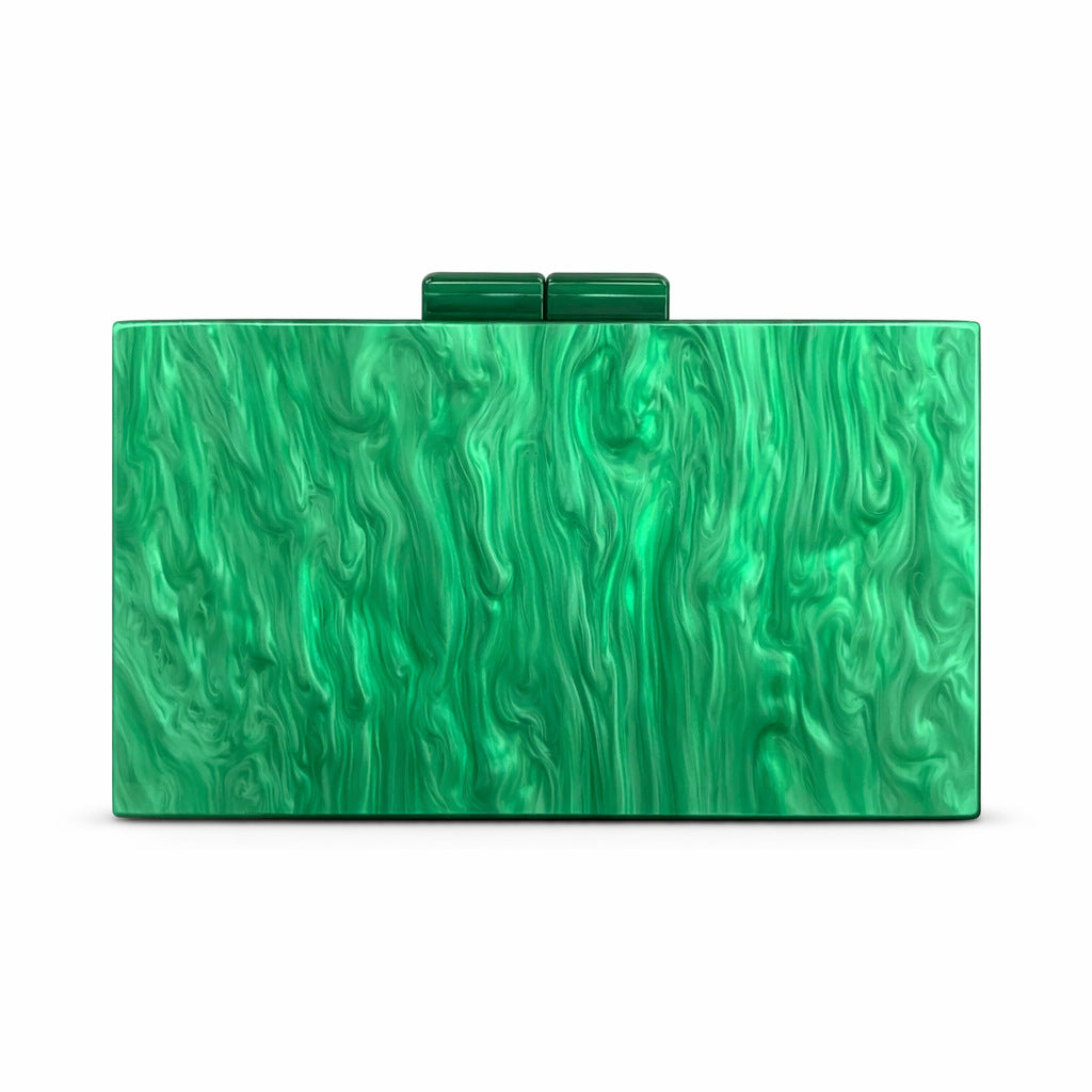 rectangular marbled clutch with glossy finish – ROSÉ