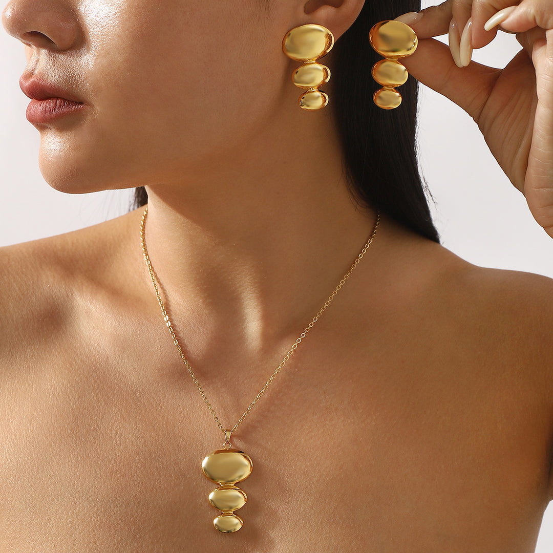 gold-plated geometric pendant jewelry sets in assorted designs – MIRA