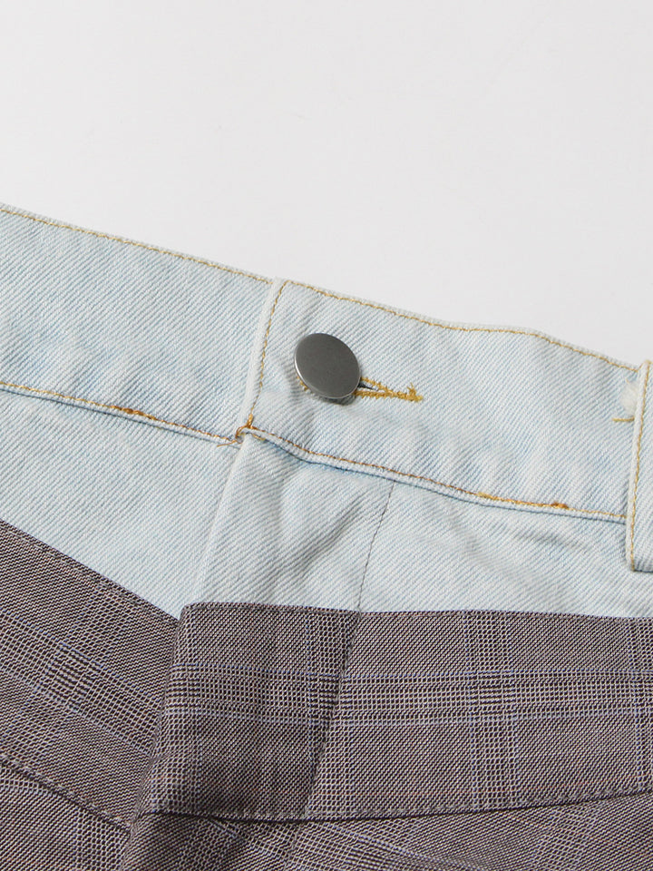 بنطلون أنيق متعدد الطبقات بخصر عالٍ وحزام خصر من الدنيم - كايدن