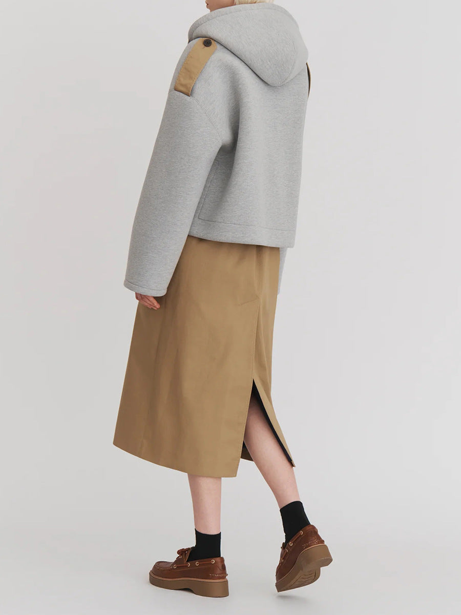 two-tone trench coat with hoodie sleeves – RAVEN