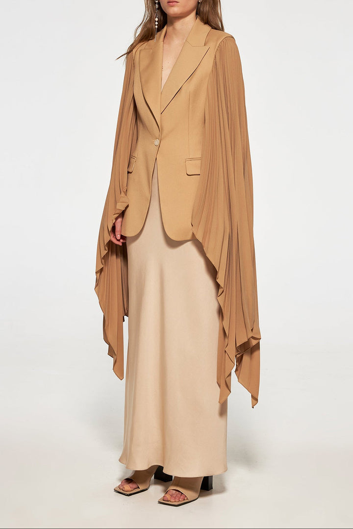 pleated cape sleeve blazer – CAMILA