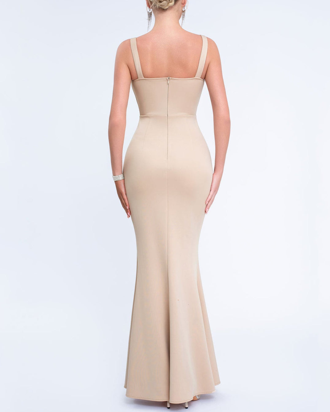 Geplooide top met uitlopende mouwen en maxi-rok set met tailleband – Rosiny 