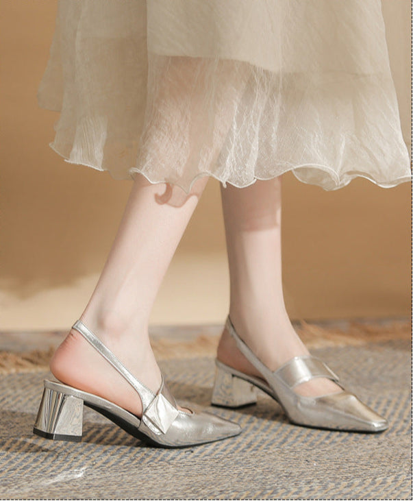 slingback block heels with metallic accent – DARIACTI