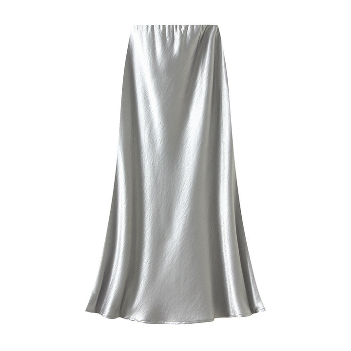 satin A-line midi skirt in icy blue – FROST