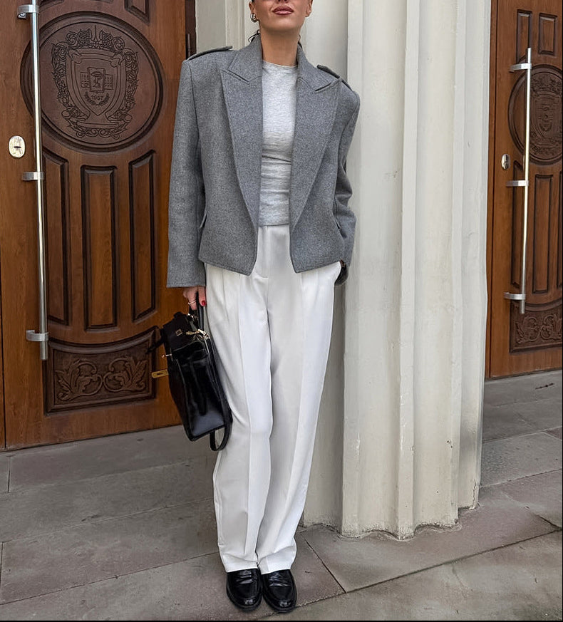 structured wool blazer with sharp shoulders – MADELINE