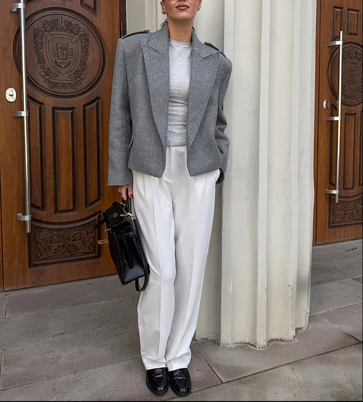 structured wool blazer with sharp shoulders – MADELINE