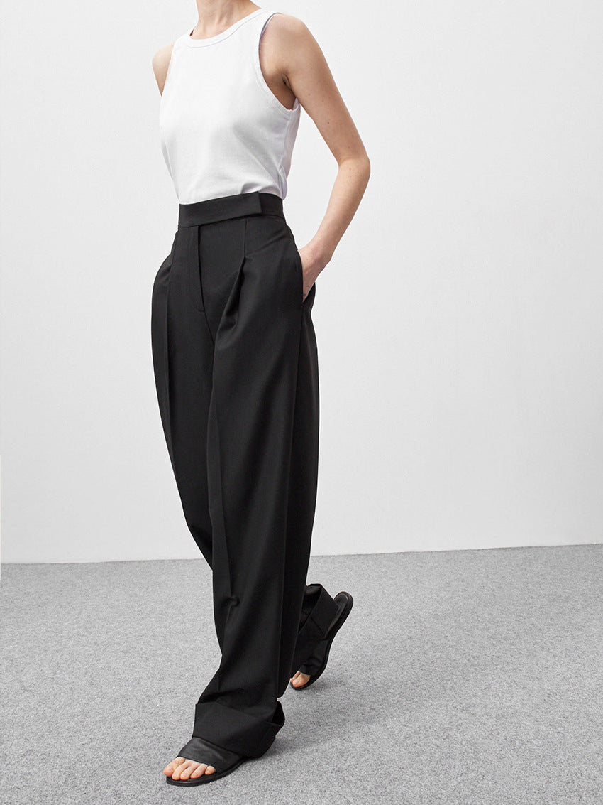 wide-leg tailored pants with high waistband – LUXE