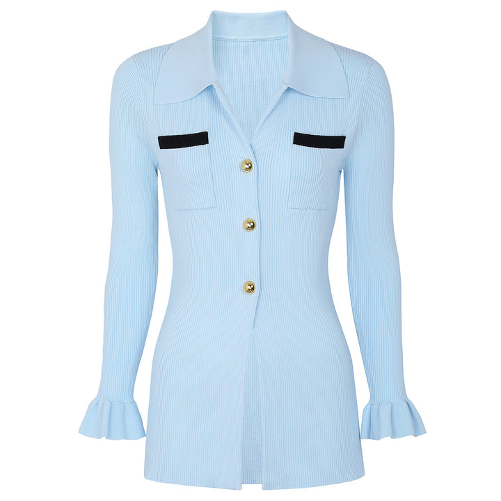 سترة محبوكة مضلعة مع جيوب متباينة – سيلينيزي