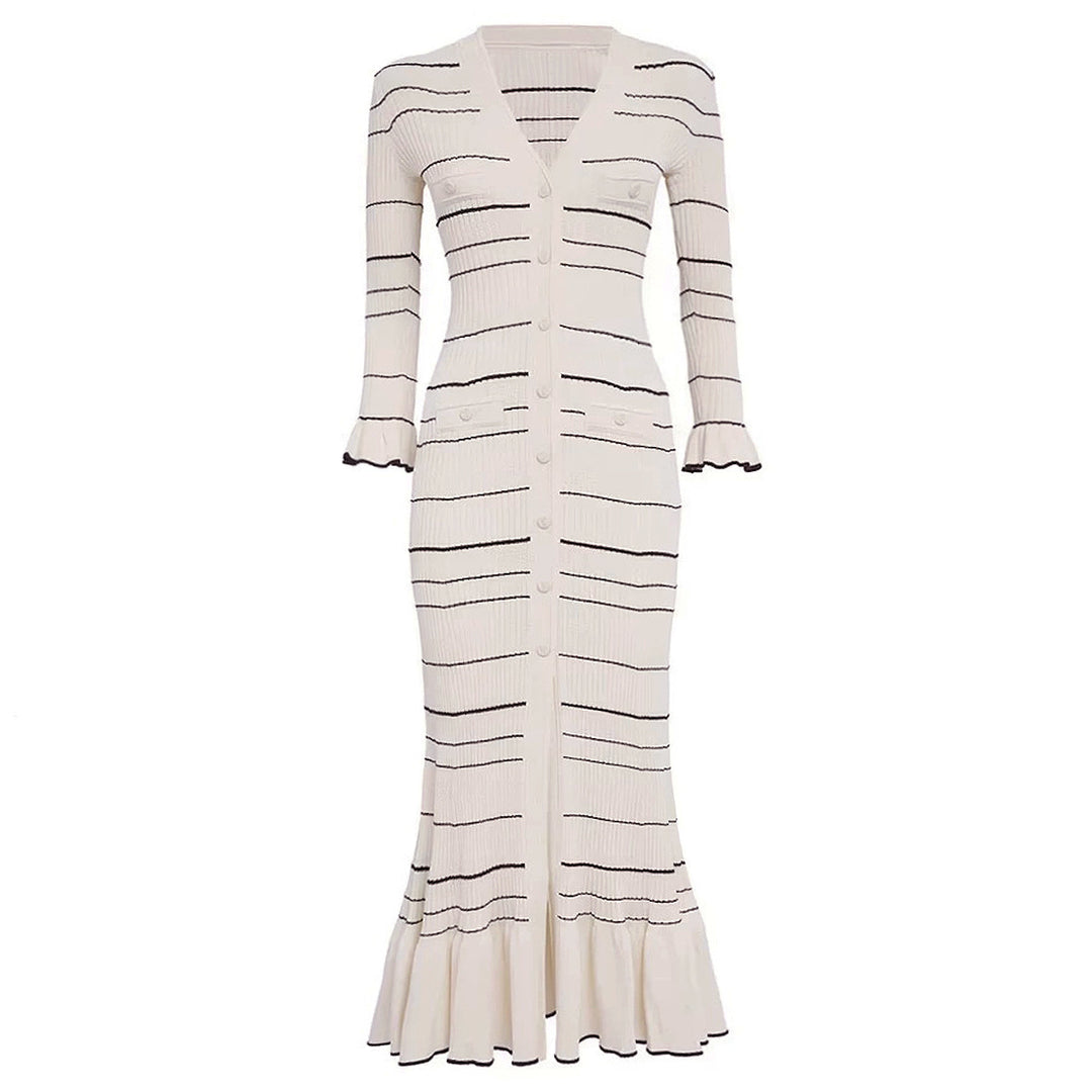 Geplooide top met uitlopende mouwen en maxi-rok set met tailleband – Rosiny 