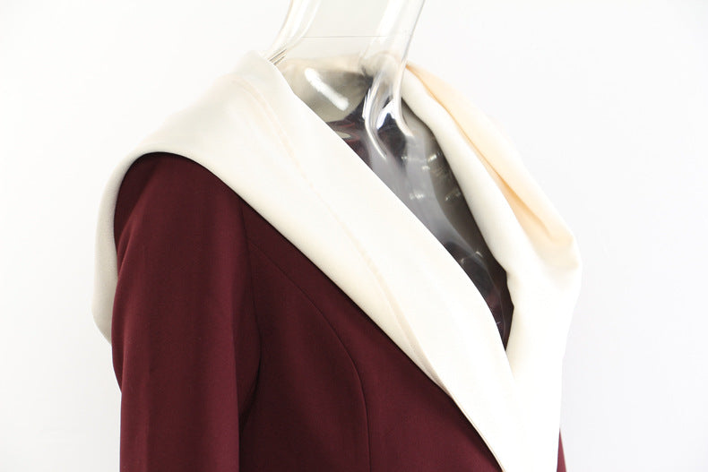 Asymmetric contrast lapel blazer – LUNA