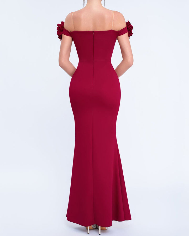 Geplooide top met uitlopende mouwen en maxi-rok set met tailleband – Rosiny 