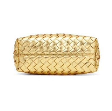 geweven rieten draagtas met dubbele leren handvatten – LÉONIE 