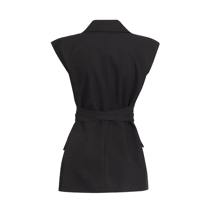 structured belted blazer with asymmetric lapel – VELORA