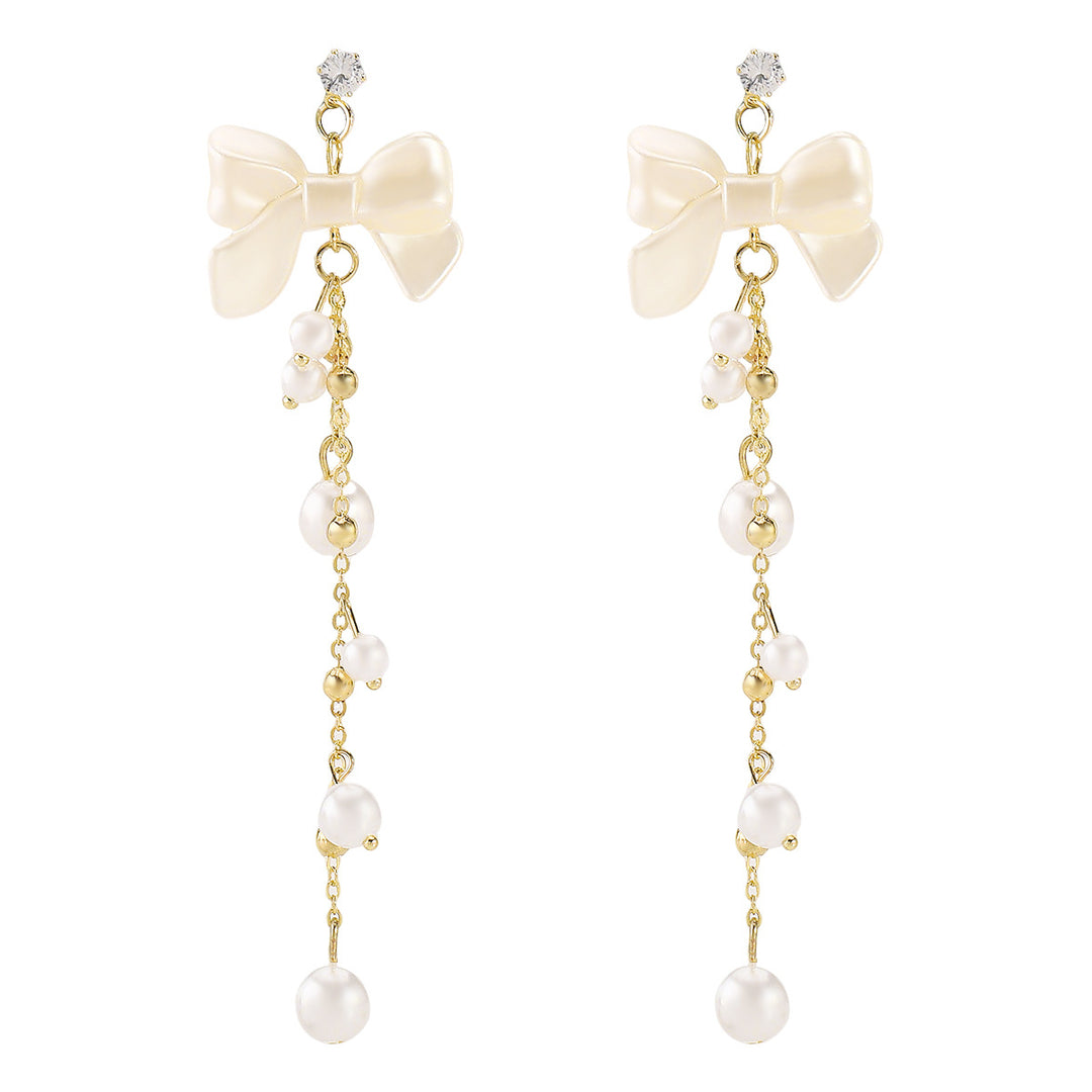 drop earrings with pearls and crystal charms - AMARADO