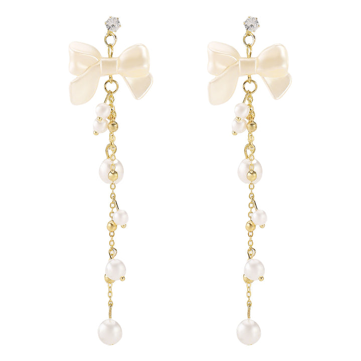 drop earrings with pearls and crystal charms - AMARADO