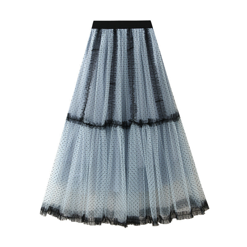 dotted tulle tiered skirt with contrast trims – MISTY