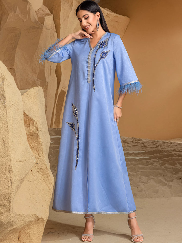 定制喇叭套装，配缎面泡泡袖 - VALENCIA 