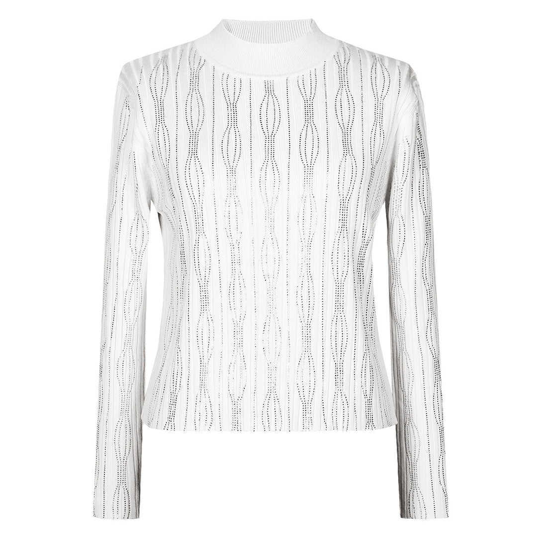 بلوزة محبوكة بأكمام طويلة وملمس شفاف - نوراترو