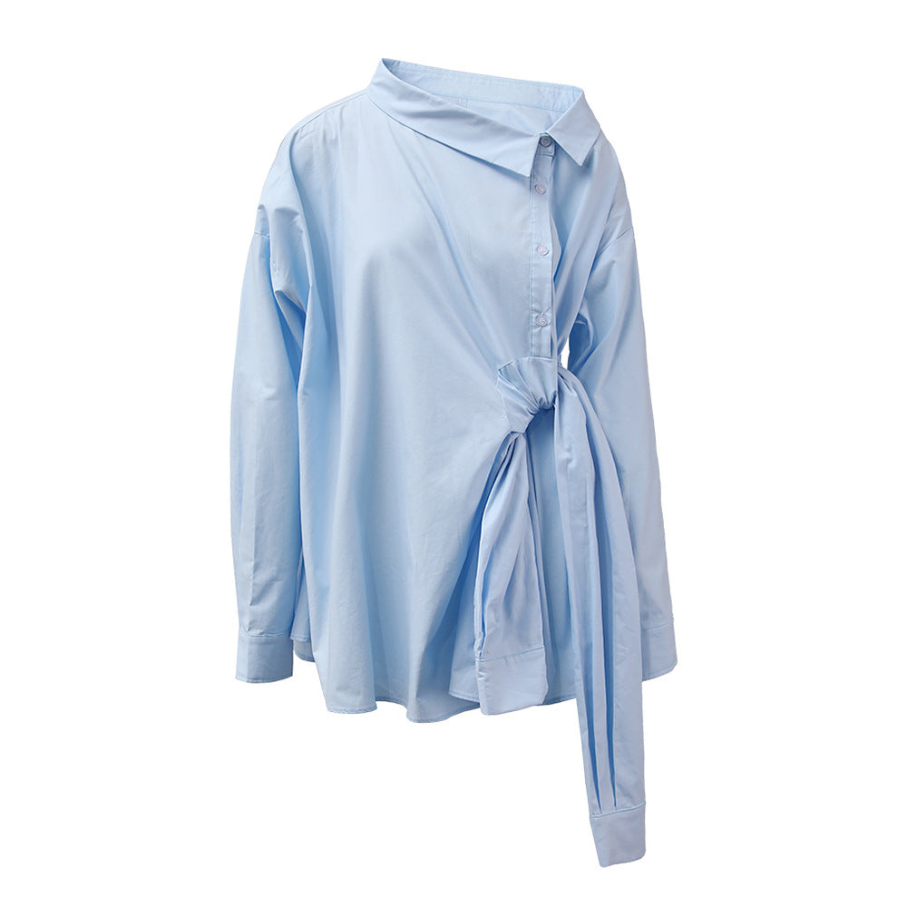قميص ملفوف غير متماثل برباط جانبي - لومينا