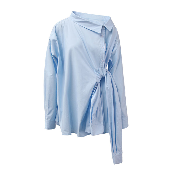 قميص ملفوف غير متماثل برباط جانبي - لومينا
