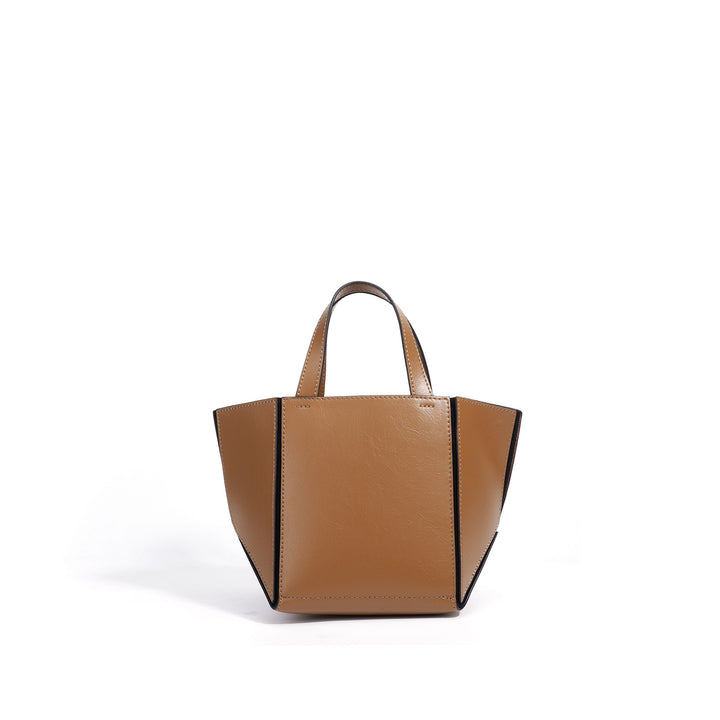 structured leather tote bag with wide side panels - ZARAZKI