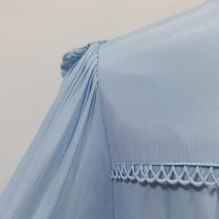 Geplooide top met uitlopende mouwen en maxi-rok set met tailleband – Rosiny 