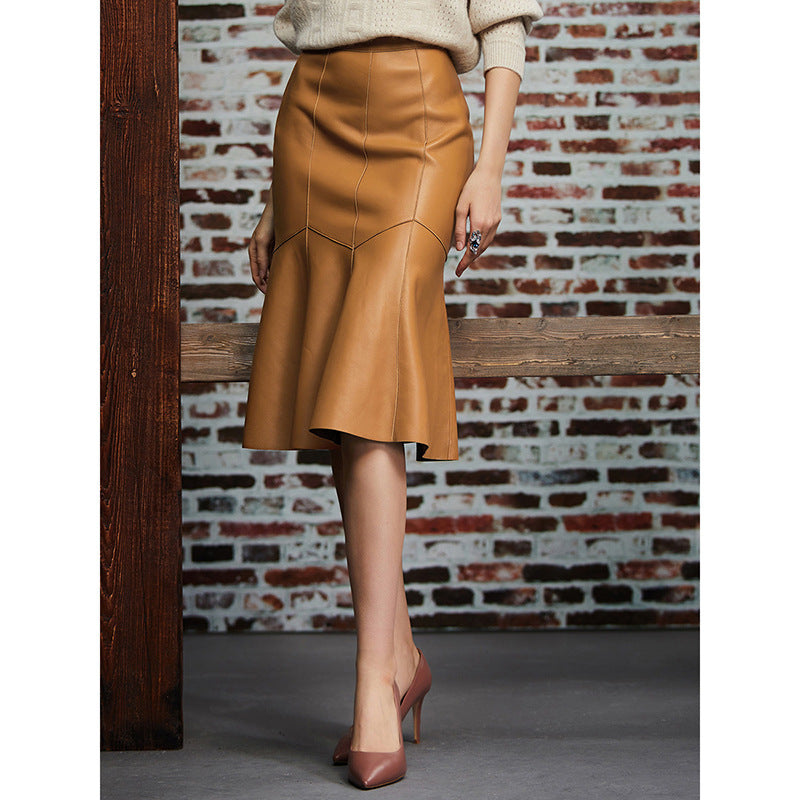 high-waist faux leather flared skirt – AURA