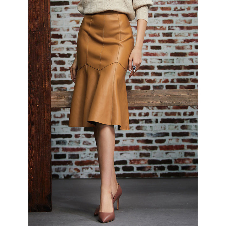 high-waist faux leather flared skirt – AURA