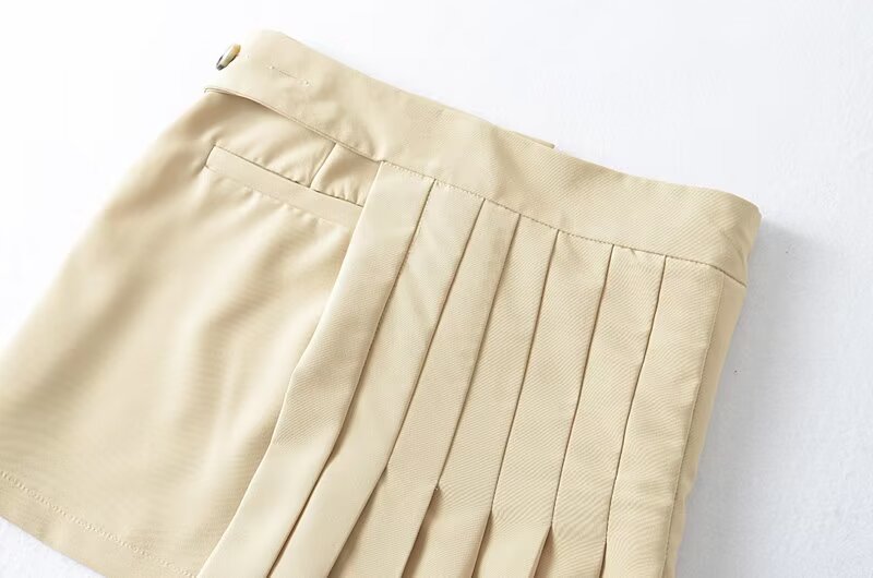asymmetric pleated skirt with wrap panel – ELYSE