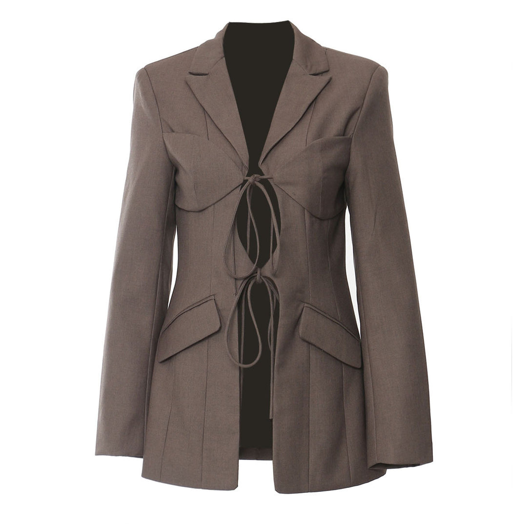 tailored blazer with front tie cutout design – MIRIKA