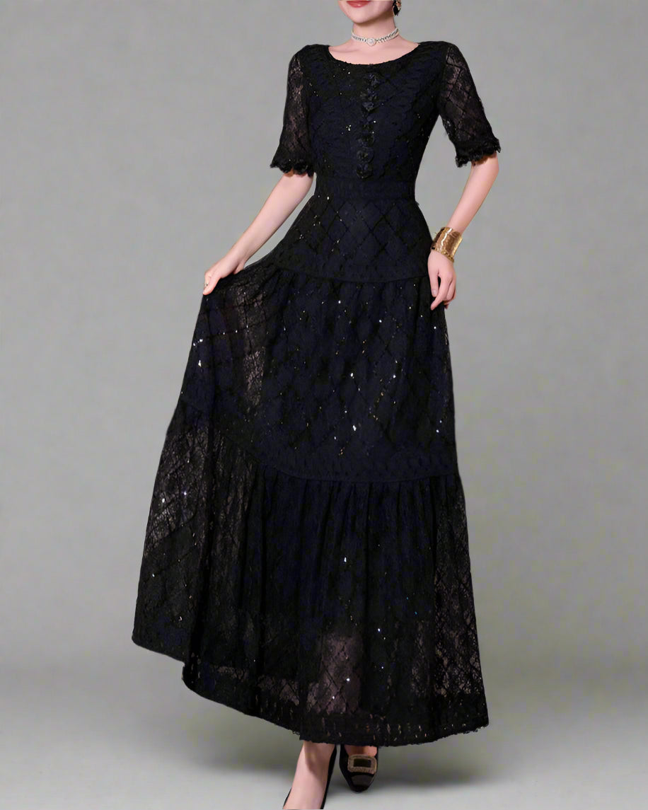 定制喇叭套装，配缎面泡泡袖 - VALENCIA 