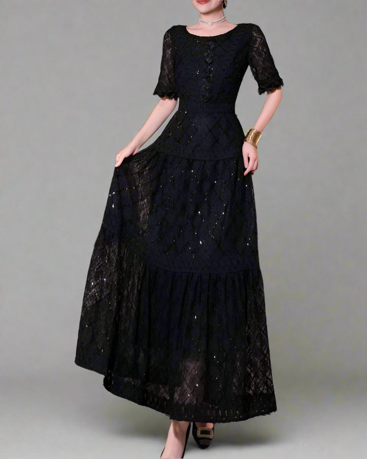 定制喇叭套装，配缎面泡泡袖 - VALENCIA 