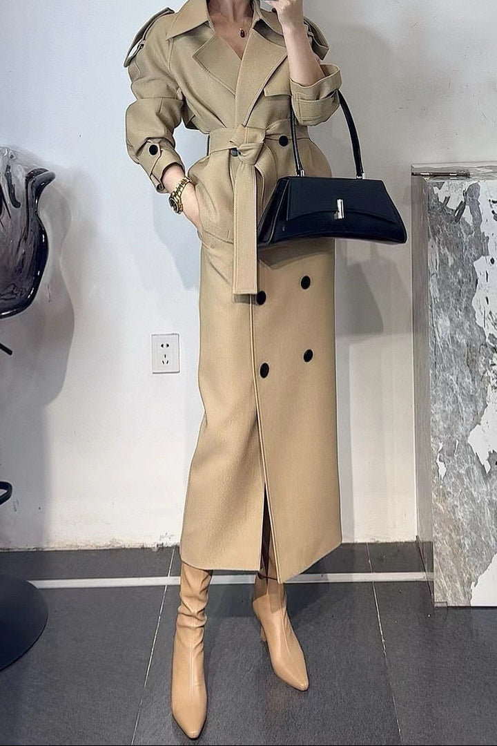 structured trench blazer with midi skirt – SIENNA