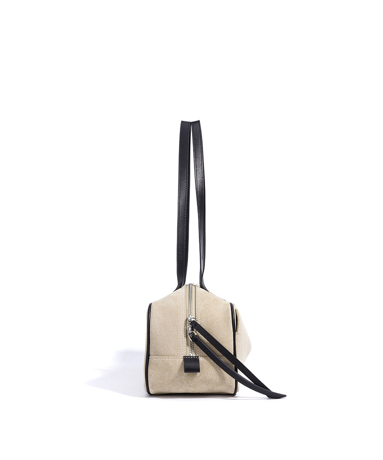 suede shoulder bag with contrast leather straps – SIENNALA