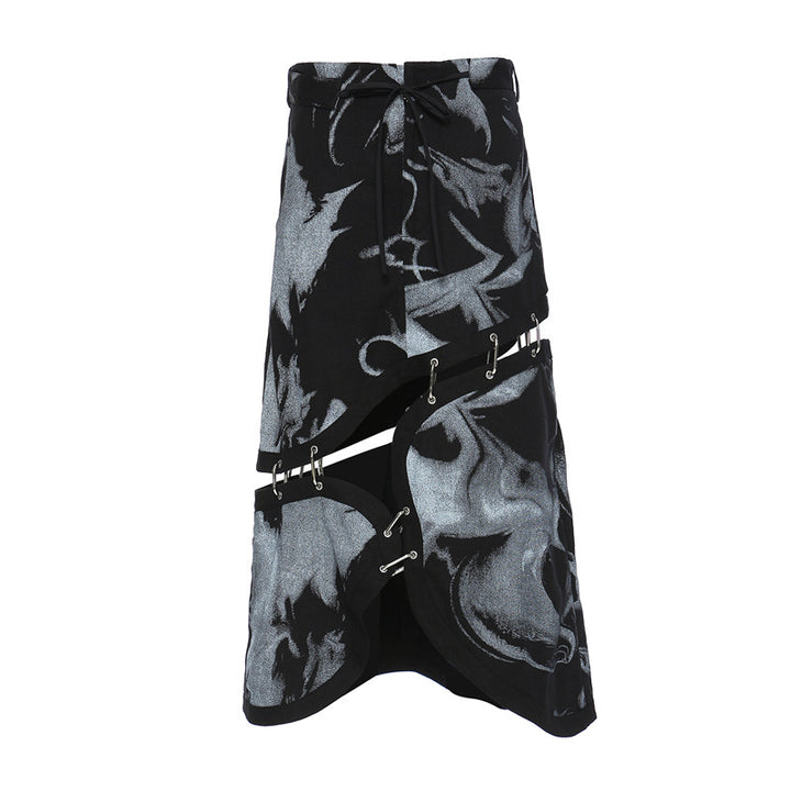 asymmetrical skirt with metal buckle details – RAVEN